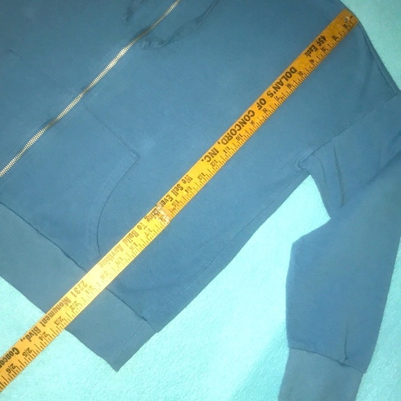 TIME AND TRU blue hooded zip up sweatshirt drawstrings 2 front pockets size L - Picture 6 of 7